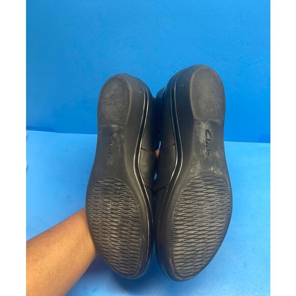 Clarks women's ankle boots black leather side zipper lace up comfort Size 7 37.5 - Picture 3 of 10